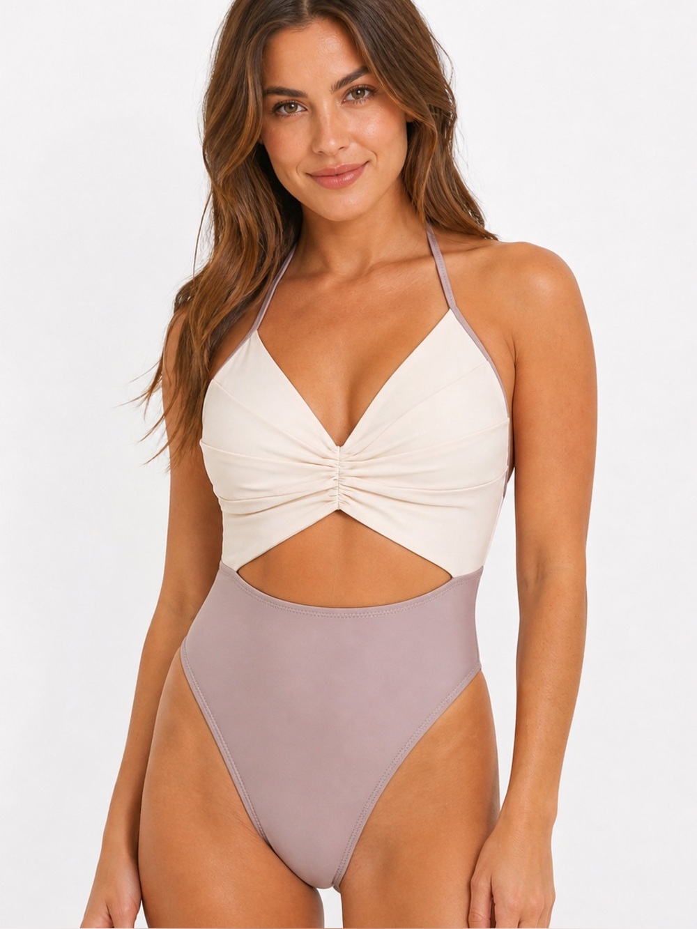 Kore Swim Women’s Flora Maillot Crema Mauve Swimsuit M $289 Retail